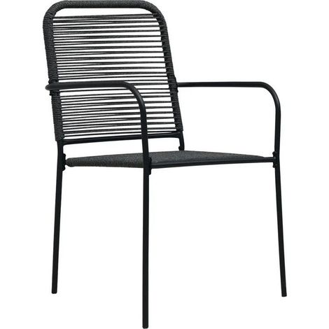 Chaise de jardin corde et métal noir Pleen - Lot de 2 (1/4)