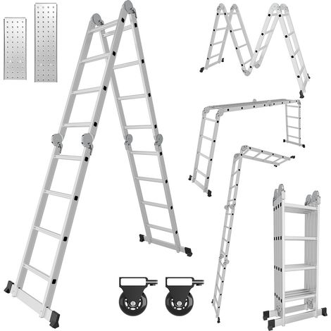 Mehrzweckleiter Multifunktionsleiter Klappleiter Teleskopleiter A-Rahmenleiter 4x4 470cm Anlegeleiter Stehleiter Haushaltsleiter Aluleiter