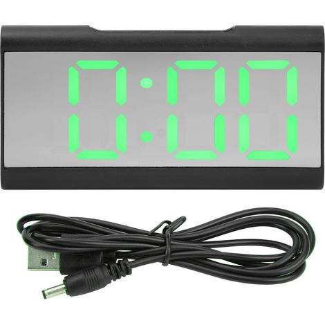 LED-Digitalwecker mit Spiegel und USB-Ladefunktion, ideal für Schlafzimmer, Büro oder Schule (grün). (1/5)