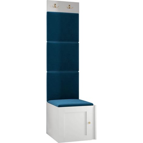 Meuble d'entrée Hartford 378, Blanc, 186x42x46cm, Stratifié, Tissu, MDF, Murale, À poser (1/5)