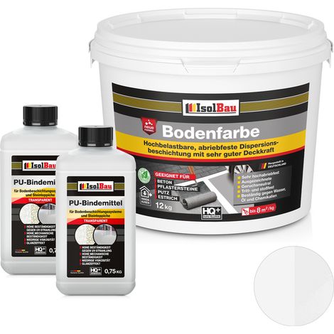 Pintura para suelos de resina IsolBau 2K para hormigón, 12 kg, color blanco. (1/5)