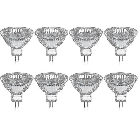 Lot de 8 ampoules halogènes GU5.3 MR16 35 W 12 V dimmables - Blanc chaud 2800 K, 400 lumens, diffuseur en verre
