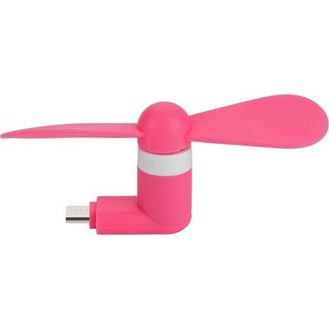 Ventilateur USB portable ultra silencieux pour smartphones Android OTG - Mini ventilateur USB micro USB - Rose Rouge