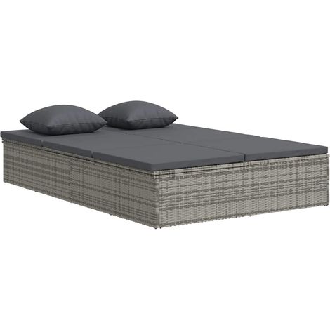Maison Exclusive - Lettino Reclinabile con Cuscini in Polyrattan Grigio Scuro (1/5)