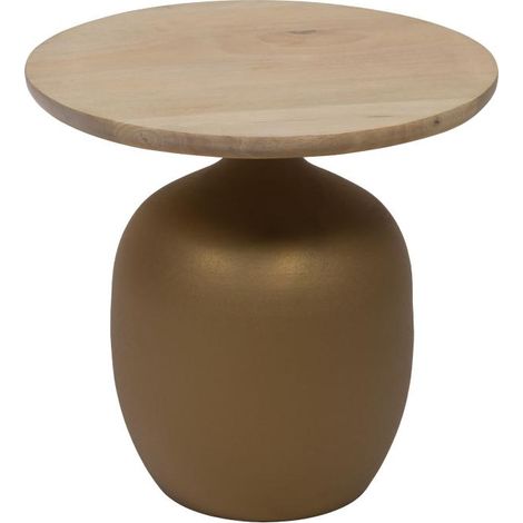 Amadeus - Bout de canapé rond blanc en manguier et céramique Ø45 cm Lidia (1/3)