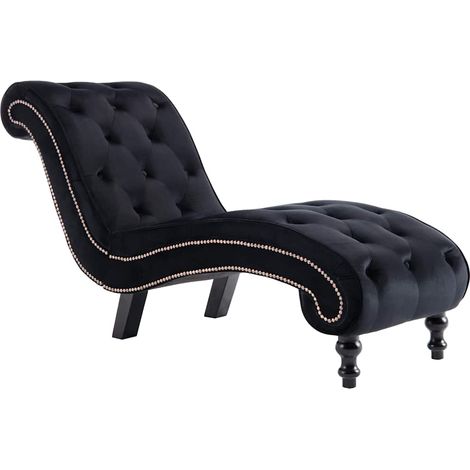 Chaise longue, Fauteuil Relax, pour Jardin Balcon Camping, Noir Velours OIB8874E (1/5)