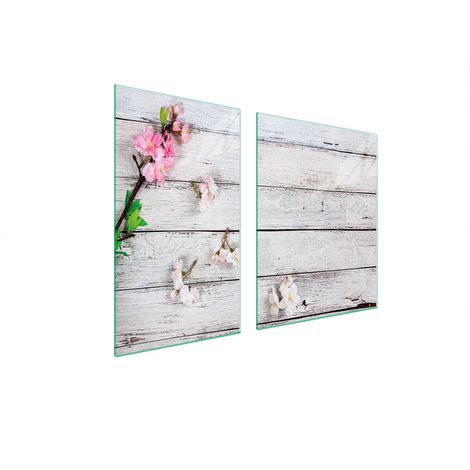 Glasplatte und Schneidebrett 100x52 Holz