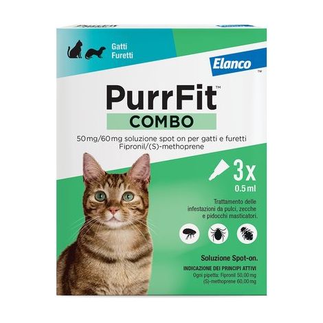 ANTIPARASSITARIO PURRFIT COMBO GATTI ELANCO - KG 1+ CF=PZ 3