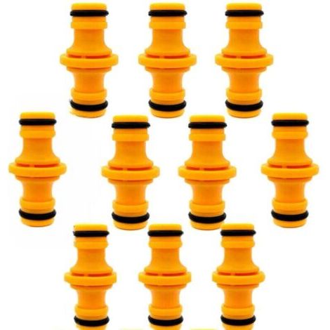 Lot de 10 connecteurs de tuyau doubles mâles pour raccorder un tuyau d'arrosage et un système d'irrigation. (1/4)