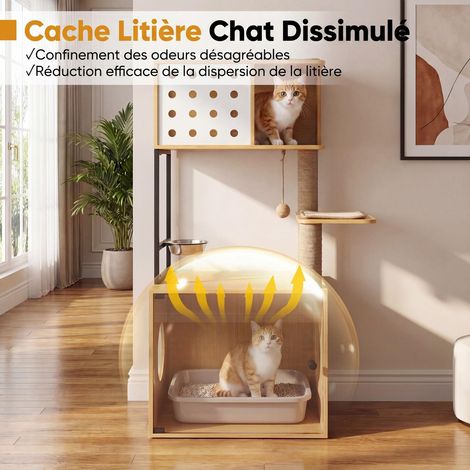 Cat Tree With Hidden Litter Box And Feeding Bowl, 117.5 cm (1/5)