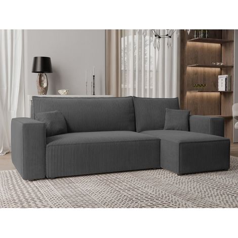 Ecksofa Schlafsofa Sofa ADARA in Stoff Poso Dunkelgrau Ottomane Rechts (1/4)