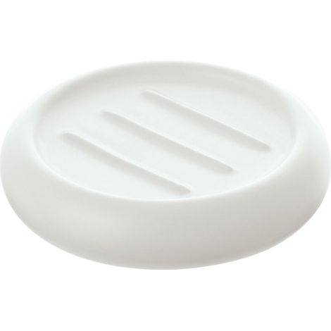 Portasapone Tondo Ceramica Bianco Da Appoggio Arredo Bagno (1/3)