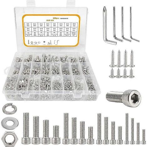 Assortiment de 890 vis à tête cylindrique creuse M3-M6 et vis à tête hexagonale (1/5)