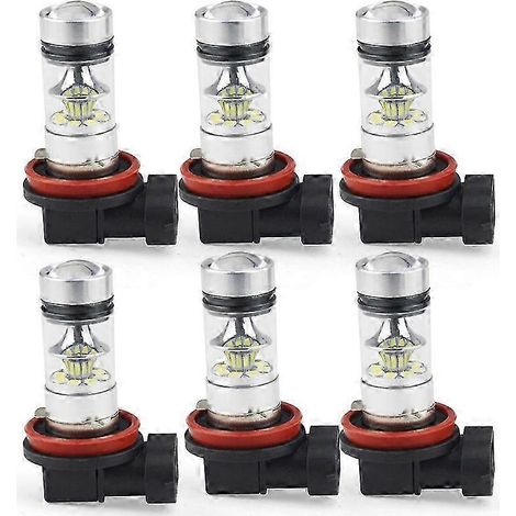 Kit de 6 ampoules LED H8 H9 H11 6000K Super White 100W 1000LM pour feux antibrouillard, feux de route et feux de jour - Idée cadeau économique - AquaForge (1/5)