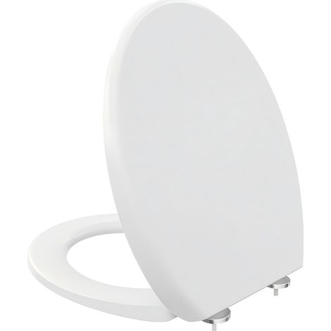 Siège de Toilette en Forme de O, MEEJEE Abattant WC Frein de Chute, Couvercle de Toilette pour Salle de Bain Urée-formaldéhyde (45x37.5 cm) (1/5)