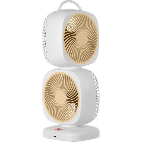 1 Ventilateur de bureau, Double couche rotatif, 5 vitesses, Rechargeable, ABS, Pour maison et bureau (1/5)