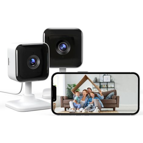 2K 3MP Camera Interieur Maison WiFi, Mini Camera Surveillance WiFi Interieur pour Bébé/Chien/Chat/Animaux, Vision Nocturne Infrarouge, Détection IA, Audio Bidirectionnel, Alexa(Lot de 2) (1/5)