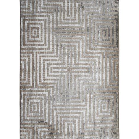 Tapis salon abstrait moderne 120x170 cm – Polyester et polypropylène – Motif graphique chic – Facile à entretenir – Thedecofactory