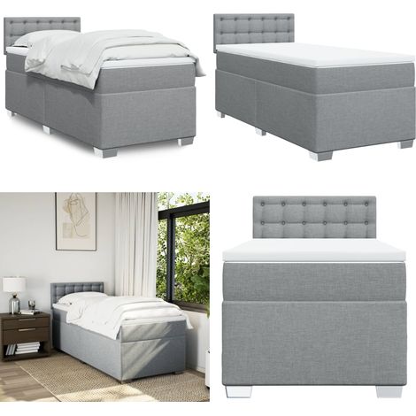 Boxspringbett mit Matratze Hellgrau 90x200 cm Stoff - Boxspringbett - Doppelbett - Bettenrahmen - Schlafsystem - Polsterbett - Home & Living (1/5)