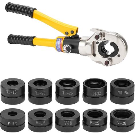 Herramienta de crimpado hidráulica, de funcionamiento manual, compatible con acero inoxidable y cobre, TH y V (1/2)
