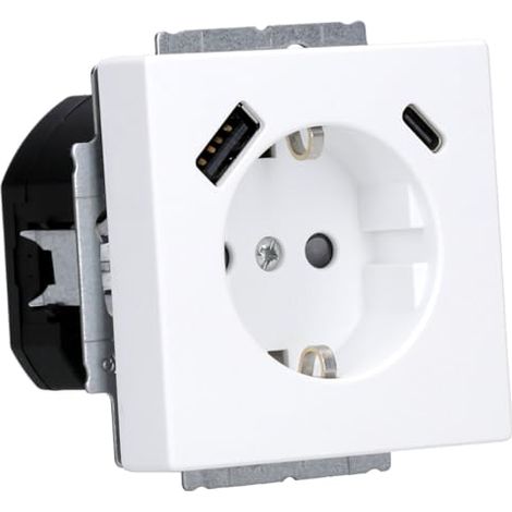 Busch-Jaeger Enchufe intermedio blanco con puertos USB-A y USB-C