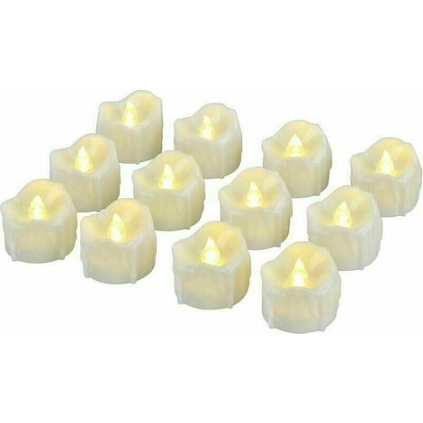 Bougies LED, bougies chauffe-plat LED , bougies sans flamme avec minuterie, mode automatique : 6 heures allumées et 18 heures éteintes, 3,2 x 3,6 cm, lot de 12, blanc chaud (1/4)