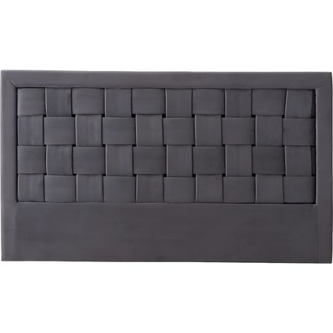 Vente-Unique – Tête de lit JENNA 160 cm – Velours 100% polyester – Gris foncé – Design tissé moderne – Livrée montée (1/5)