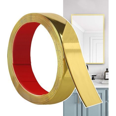 Moulure Décorative Autoadhésive Doré Mat (6M x 3cm) Peler et Coller, Bandes Murales en PVC Flexibles, idéales pour Mur, Miroir, Plafond, Sol, Armoire, Carrelage, Bords, Moulures DIY (1/5)