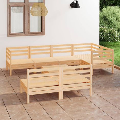 8-tlg. Garten-Lounge-Set Massivholz Kiefer (1/5)