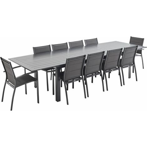 sweeek - Ausziehbare Gartengarnitur - Odenton - 235/335 cm Anthrazit / Dunkelgrau (1/5)