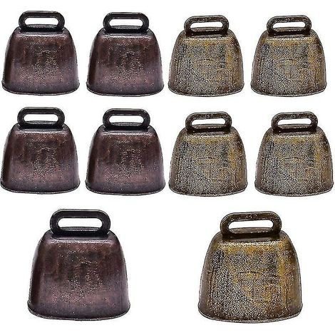 Kuhglocken, 10 Glocken aus Kupfermetall im Vintage-Stil, Miniglocken für Ziegen, Pferde und Schafe.
