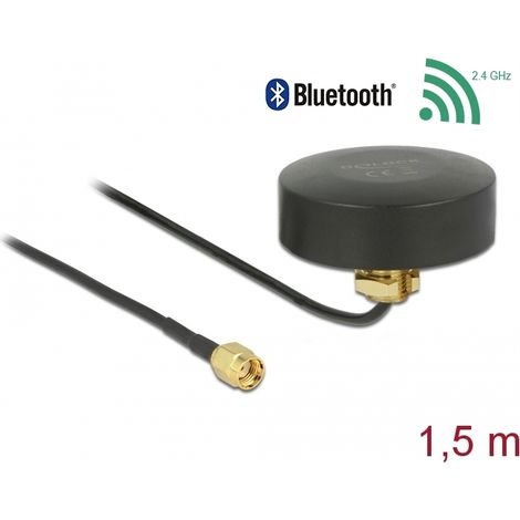 Delock WLAN 802.11 b/g/n Antena macho RP-SMA 2 dBi omnidireccional fija con cable de conexiÃ³n RG-174 1,5 m para exteriores negro