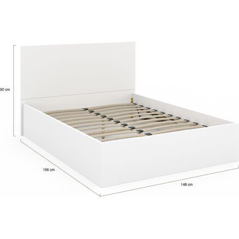 Idmarket – Lit coffre double SEASIDE 140 x 190 cm – Tête de lit – Sommier 24 lattes en bois – Coffre de rangement avec vérins de levage — vue 4