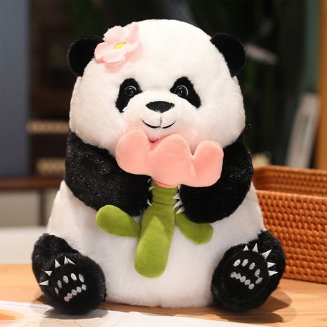 Oreiller Décoratif Panda Géant - 32 cm - Noir - Pour Décoration Intérieure, Cadeau Enfant, Décoration de Fête et de Vacances (1/5)