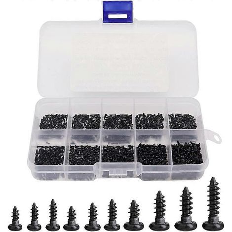 1000 vis à bois miniatures autotaraudeuses à tête ronde Phillips M1, M1.2, M1.4, M1.7 (1/5)