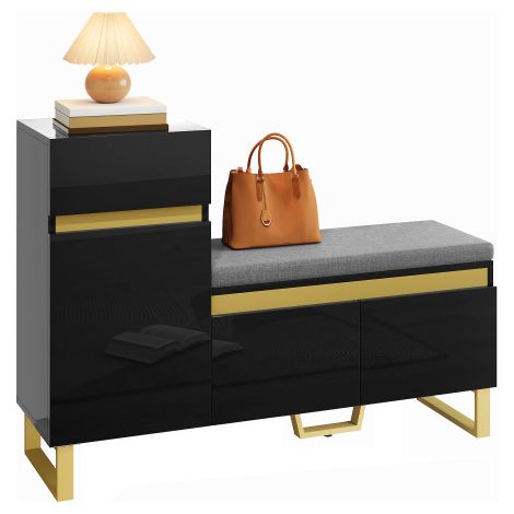 Meuble à chaussures grande capacité pour l'entrée – Meuble de rangement multi-niveaux, meuble d'entrée moderne et minimaliste, organisateur domestique avec tiroirs et portes.