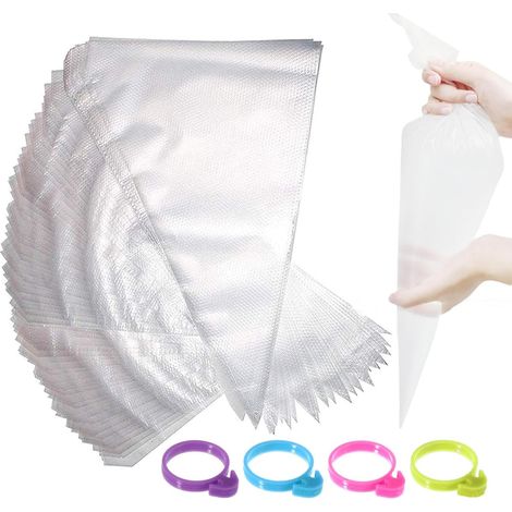 Lot de Poches à Douille Jetables 100 Pièces Grand Épaissi 46 cm - Poches à Pâtisserie Jetables Sacs à Douille pour Glaçage Gâteau, Cupcakes, Desserts, Gâteaux, Décoration (1/5)
