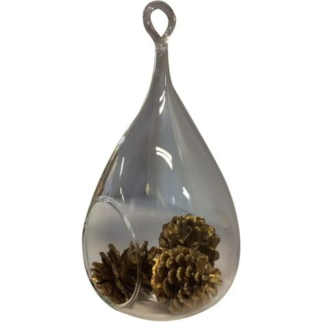 Terrarium plantes 21 cm à suspendre goutte en verre fumé - GLASSBOX (1/2)