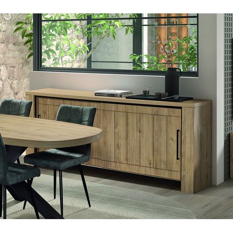 Buffet/bahut contemporain 220 cm chêne clair Henrik (1/5)