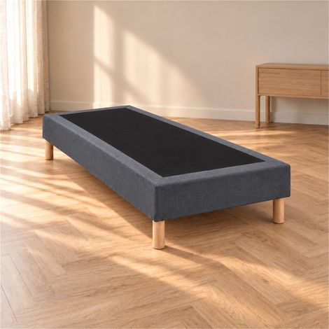 Sommier tapissier déco 90x200 cm Gris - Hauteur 35 cm - Caisse 20 cm - Pieds inclus (1/5)