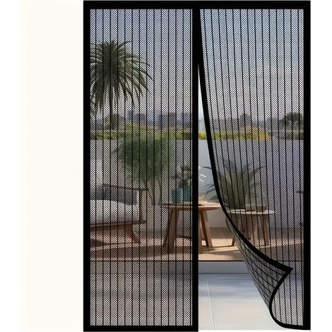 Tenda magnetica per porta – Chiusura automatica, 120x210 cm, nero – Kit di installazione con striscia adesiva inclusa, protezione contro mosche e insetti (1/5)