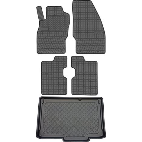 SET di tappetini in gomma per auto e tappetino per bagagliaio per Opel Corsa E Hatchback dal 12/2014 al 05/2019