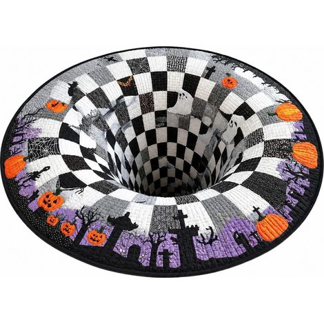 Tapis rond d'Halloween, velours cristal lavable, 60 cm, décoration cosplay pour salon ou chambre 140 x 140 cm Halloween 3 (1/5)