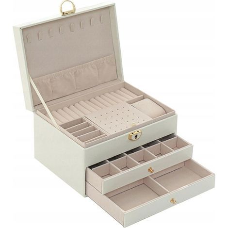 Boîte à bijoux à plusieurs niveaux, format portable rétro (1/4)