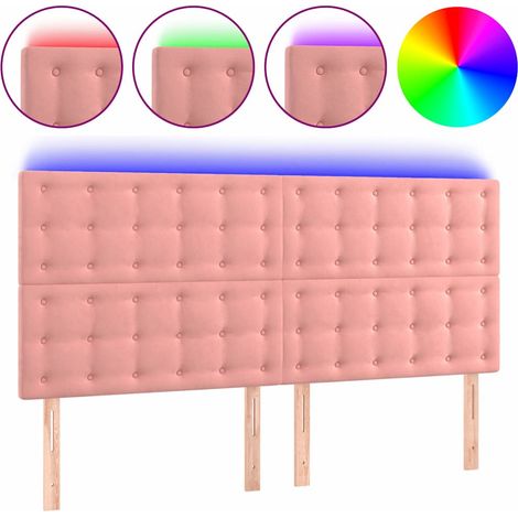 Maison Exclusive - Cabecero con luces LED terciopelo rosa 160x5x1 (1/5)