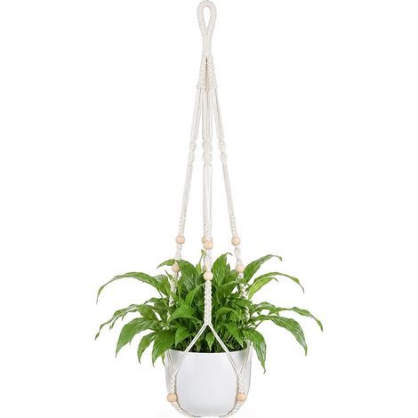 Suspension pour Plantes en Macramé, Pot Suspendu Décoration à Main en Corde de Coton, pour Intérieur, Extérieur et Support Jardiniere Balcon (1/5)