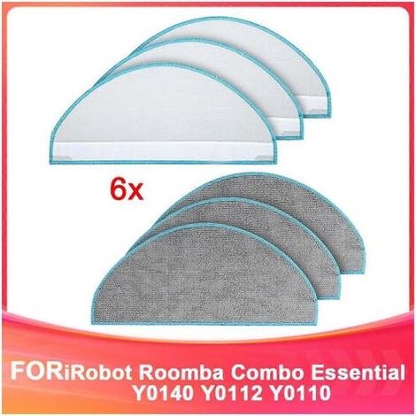 Lot de 6 lingettes de rechange Y0140 pour aspirateur iRobot Roomba Combo Essential Y0140, Y0112 et Y0110. (1/5)