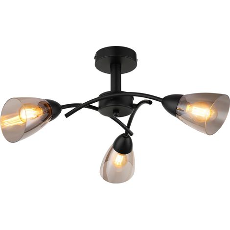 Deckenleuchte Deckenlampe Wohnzimmerlampe 3-flammig Schwarz Metall Ø 52 cm (1/5)