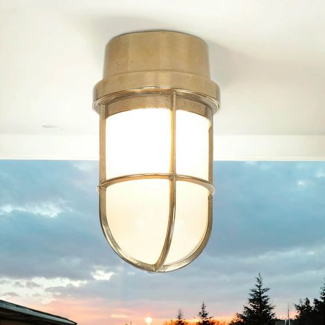 Außenleuchte Kellerlampe Messing Glas B: 10 cm klein Deckenlampe Veranda (1/5)