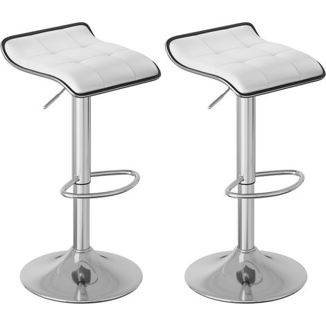 WOLTU 2X Taburetes de Bar Cuero Sintético Taburetes Alto Cocina Regulable en Altura Taburetes Giratorio Sillas Bar Tapizada Taburete de Trabajo Blanco (1/4)